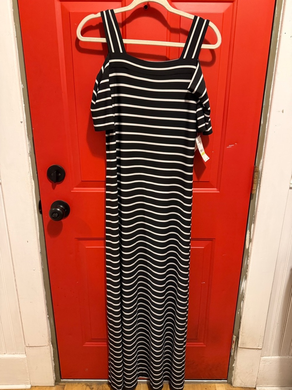 Nine West Black and White Striped Maxi Dress